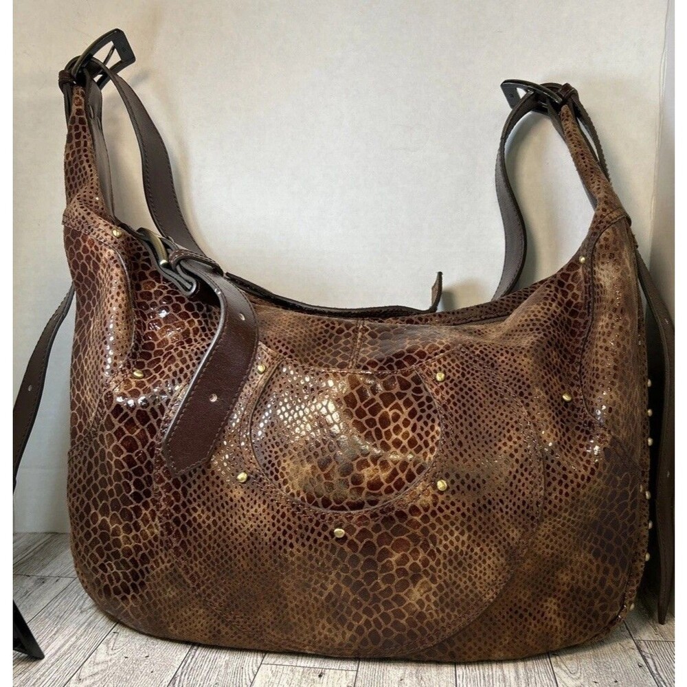 Charlie Lapson Very Rare Leather Handbag Hobo Bag Brown Tote Year Round Purse